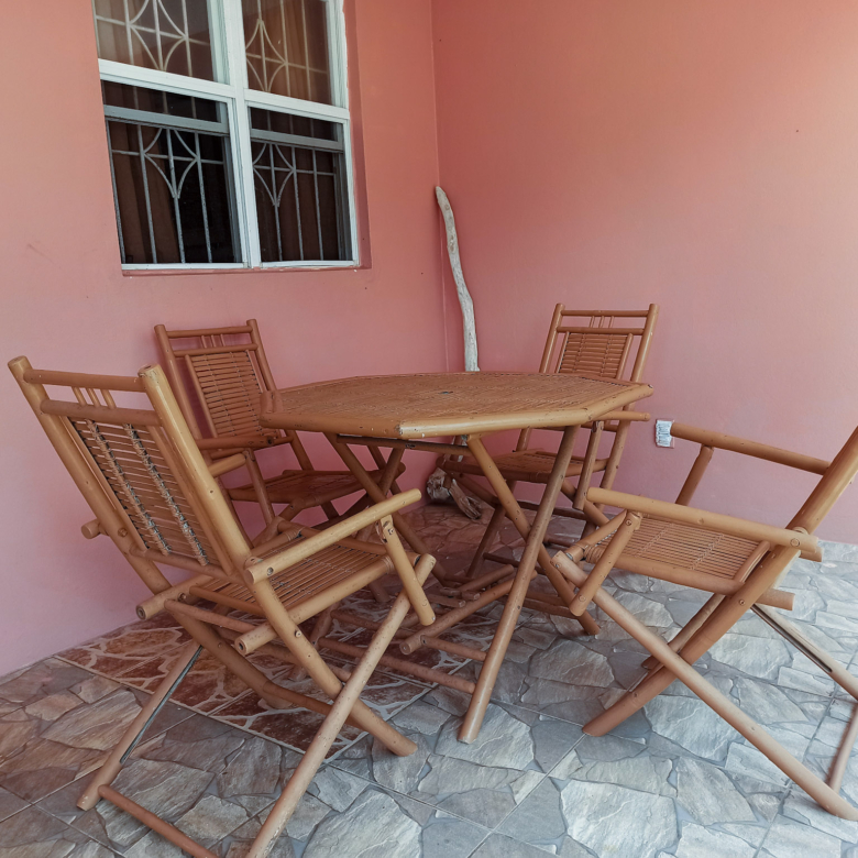 Bamboo Patio Table and Chair Set