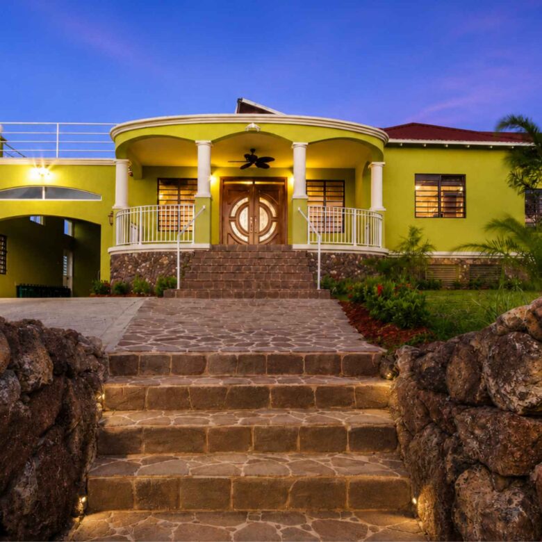 6 Bedroom Hilltop Home For Sale in Half Moon Bay, St Kitts: Atlantic Views & Two Rented Apartments